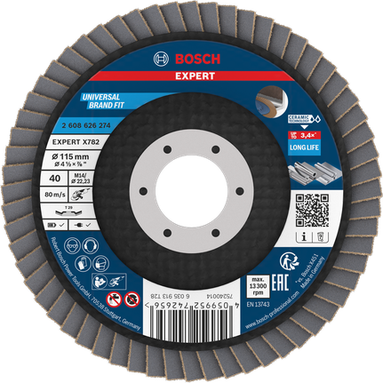 Lamelový kotouč Bosch EXPERT X782 s úhlovým výbrusem 115 mm G40.